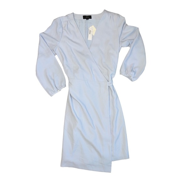 + J. Crew 365 Crepe Wrap Dress Light Blue NWT Size 10T PA1 - Picture 3 of 6